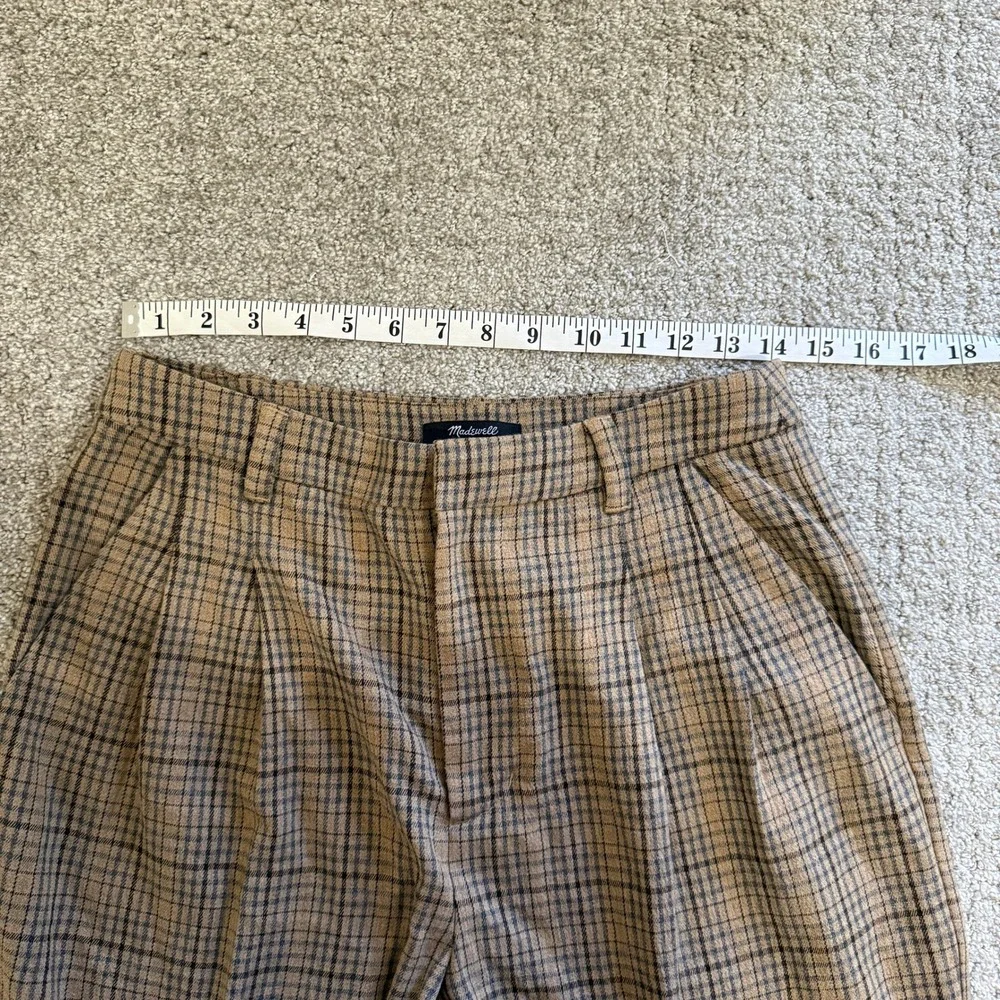 Madewell Turner Tapered Pant Brown Plaid Trousers 4 Academia Collegiate Preppy